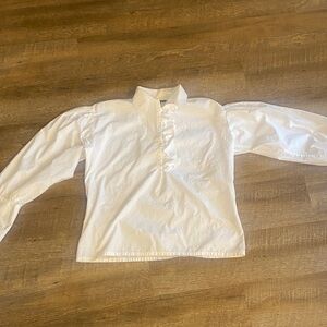 Ralph Lauren 100% Cotton White Ruffled Popover Blouse Size 12